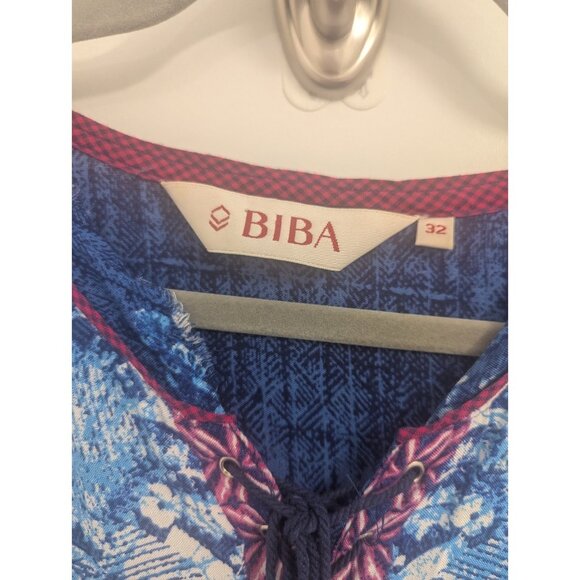 Blue Floral Boho Maxi Dress Biba Size 32 - Picture 3 of 7